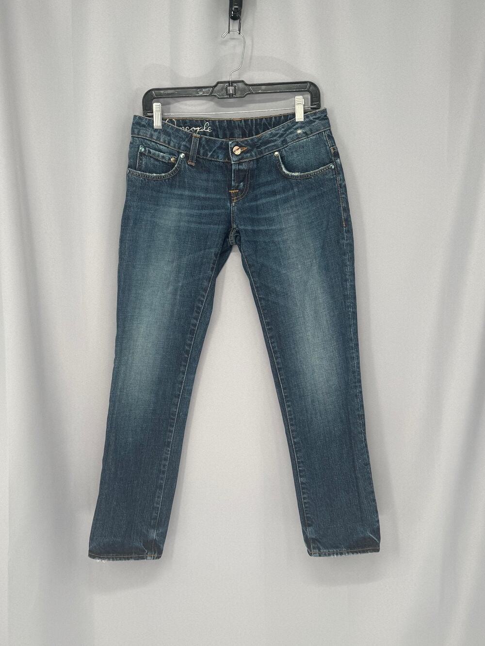 Designer Jeans Womens 27 Blue BELEN Italy Distressed Whiskered Denim Ankle